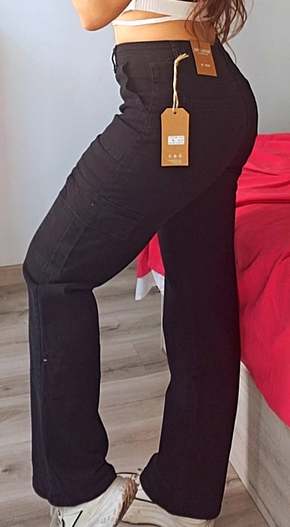 Pantalón cargo - jeans cargo negro premium - Image 4