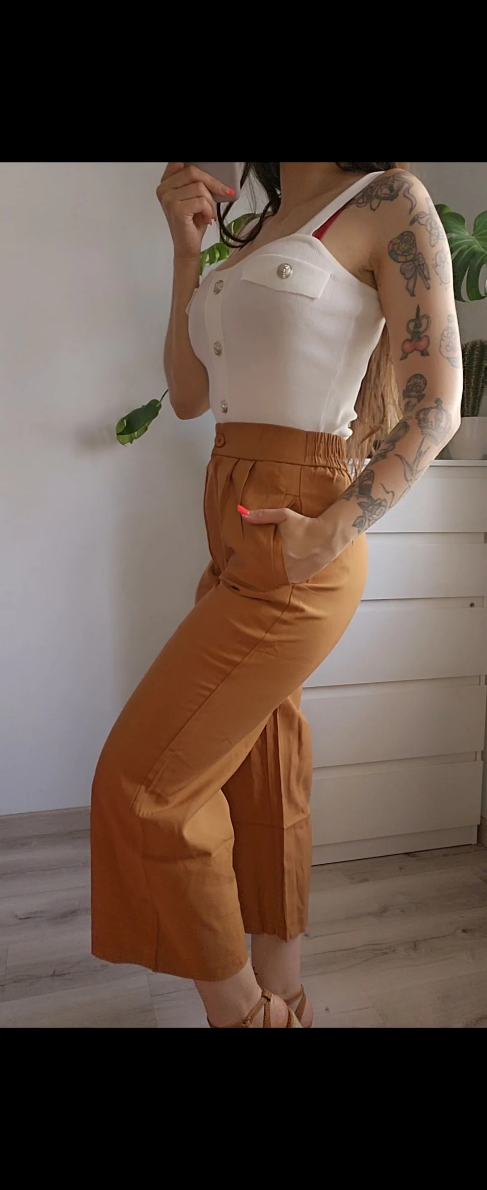 Pantalón recto teja - Pantalón Paper-Bag Teja - Image 4