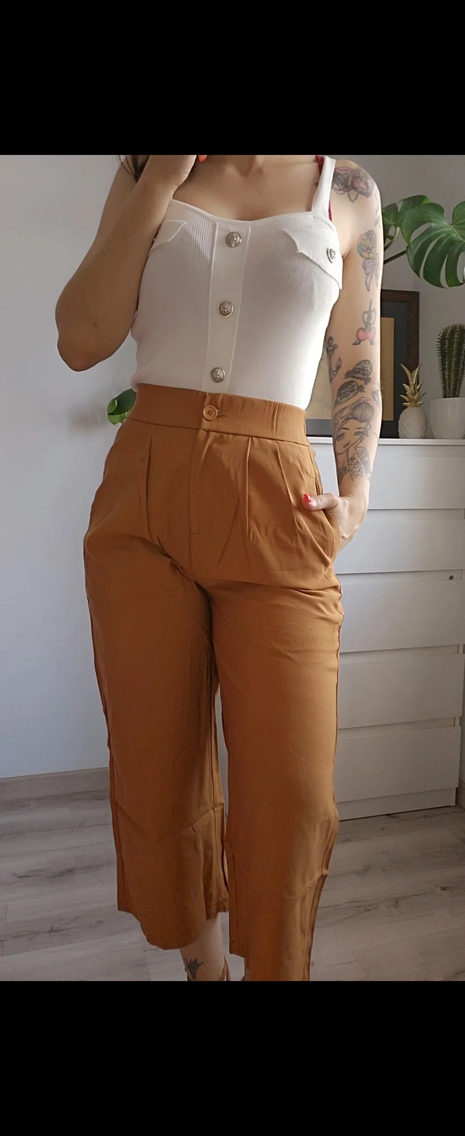 Pantalón recto teja - Pantalón Paper-Bag Teja - Image 5